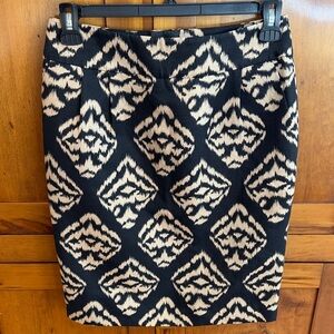 NWT Talbots Black & Beige Animal Print Pencil Skirt, Cotton/Silk Blend